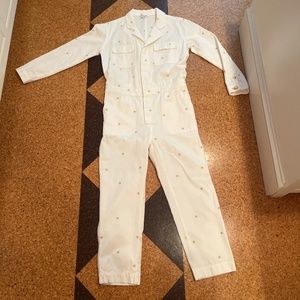 White Starry Denim Jumpsuit